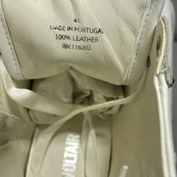 NEW ZADIG & VOLTAIRE Accessories Mid Top White leather Flash Lace Up Mens Sz 10 - Picture 5 of 6